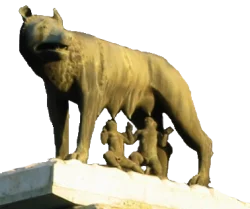 Rómulo y Remo amamantándose de la loba